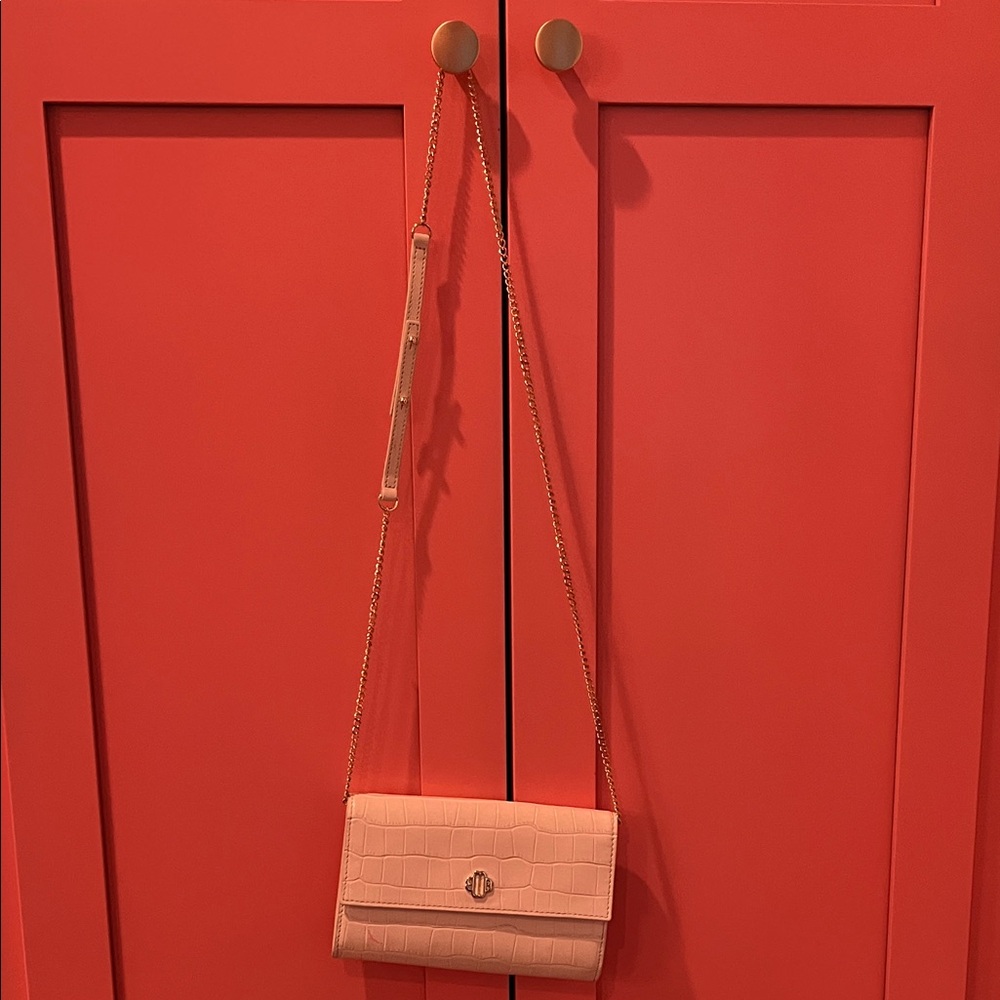 Maje Croc-Effect Embossed Leather Crossbody in Ivory - Picture 7 of 11